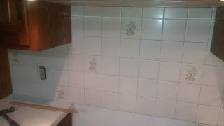 how to remove tile backsplash install cabinet lights [upl. by Nerehs]