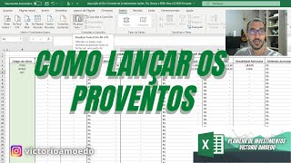 Planilha de Investimentos Grátis  Como lançar os Proventos Aprenda a controlar os Dividendos e JCP [upl. by Nodnarbal876]