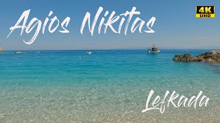 Lefkada Agios Nikitas beach walking tour in 4K [upl. by Aiasi]