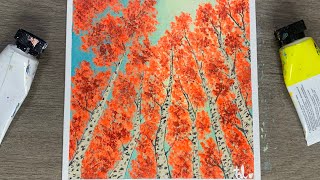 Autumn Birch Tree Painting for Beginners  Acrylic Painting for Beginners [upl. by Anidan]