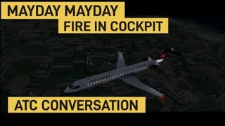 AIRCRAFT🆘 ✈️FIRE IN THE COCKPIT ATC CONVERSATION AIR CANADA CRJ900 DarAviation [upl. by Berliner782]