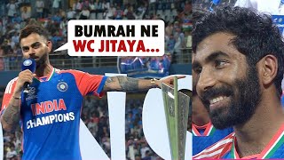 Virat Kohli applauds Jasprit Bumrah at Wankhede Stadium after World Cup Victory Parade [upl. by Adiraf]