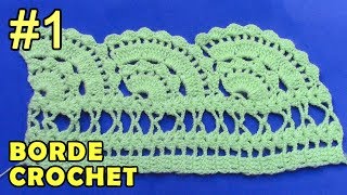 Borde 1 tejido a crochet fácil de hacer en punto abanicos grandes [upl. by Far]