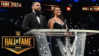 Taylor and Mika Rotunda pay respects to Bray Wyatt 2024 WWE Hall of Fame highlights [upl. by Oirasec668]