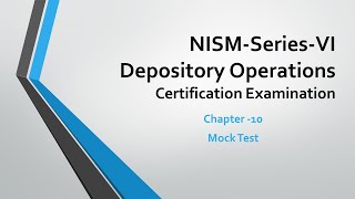 NISM VI Depository Operations II Chapter 10 II Mock test [upl. by Meaghan]