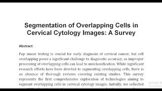 Segmentation of Overlapping Cells in Cervical Cytology Images A Survey [upl. by Lrae20]