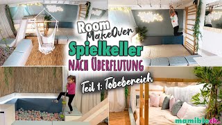 Spielkeller Makeover 1  DIY Ideen Spielzimmer kostengünstig einrichten und gestalten  mamiblock [upl. by Wheelwright]