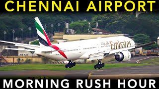 CHENNAI AIRPORT 🇮🇳  Plane Spotting  Landing amp Takeoff  Morning RUSH HOUR [upl. by Bianchi328]