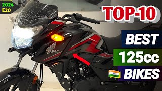 Top 10 Most Fuel Efficient 125cc Bikes in India 2024 🔥 for Mileage and Performance  E20 models [upl. by Ahsemot228]