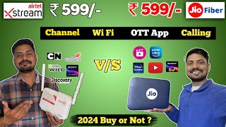 Jio Fiber ₹599 Vs Airtel Xstream Fiber ₹599 30 Mbps Plan  Which One is Best [upl. by Graehme788]