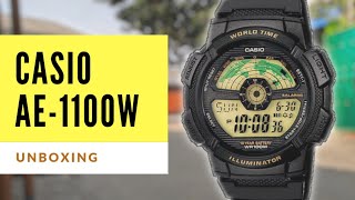 Casio ae1100w WORLD TIME UNBOXING SPORTS WATCH [upl. by Anahsohs254]