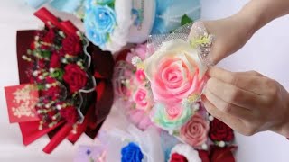 DIY Satin Ribbon Rose flowers  How to make rose with ribbon  Ribbon decoration ideas Ribbon hacks [upl. by Furgeson]