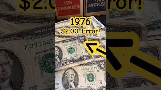 1976 2 Dollar Bill Error Worth Money youtubeshorts money dollar bill error [upl. by Tirreg]