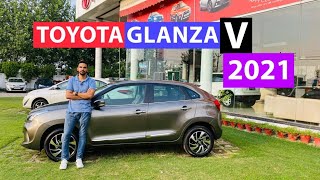 2021 Toyota Glanza V Variant Detailed Review with On Road Price  New Toyota Glanza  CarQuest [upl. by Irreg]