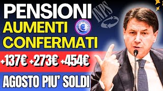 🔴PIU SOLDI AD AGOSTO MA SOLOPER QUESTI PENSIONATI CHE HANNO❗PENSIONI AUMENTI NOTIZIE [upl. by Eehsar627]