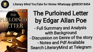 The Purloined Letter by Edgar Allan Poe Full Summary and Analysis in Hindi Exam Special English H [upl. by Watkin238]