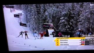 Petter Northug Jr KNUSER Marcus Hellner på OSLO 2011 VM i STAFETT [upl. by Sihtam310]