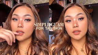 simple glam makeup routine for morena  tan skin ✨ beginner friendly [upl. by Gibson]