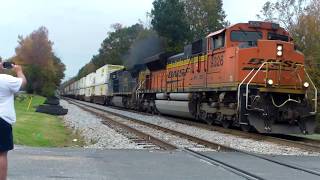 CSX Intermodal Train S581 With BNSF Leader 9326 At Waxhaw NC On The CSX Monroe Subdivision [upl. by Houlberg]