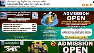 Odisha State Open University OSOU Admission Open 2024 II Master Programme II admission odishajob [upl. by Anaidiriv116]