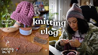 A Cozy Knitting Vlog  Finishing a cabled hat  Casting on for the BHMcraftivismMAL2024 [upl. by Kramlich]