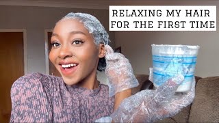 HOW TO RELAX YOUR NATURAL HAIR  DARK AND LOVELY HAIR RELAXER REVIEW [upl. by Adnawot104]