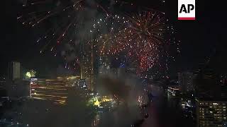 NYE fireworks light up skies over Bangkok river [upl. by Brechtel]