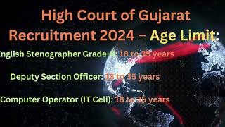 High Court of Gujarat Recruitment 2024 DySO DriverCourt AttendantBailiff SalaryAge Eligibility [upl. by Burleigh]