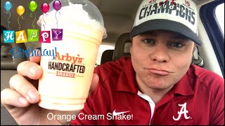 ARBYS HANDCRAFTED ORANGE CREAM SHAKE FREE FOR MY BIRTHDAY  THE SHOWSTOPPER SHOWS [upl. by Ahsircal285]