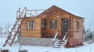 Winter Camp in a Wooden House  Snowstorm  Relaxing Camp Video  ASMR [upl. by Nodarse]