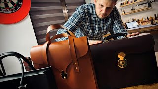 The process of making a handmade leather briefcase from Poland in vegetabletanned leather Vachetta [upl. by Grubb556]