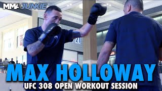 Max Holloway Displays Boxing in front of Fans at UFC 308 Open Workouts [upl. by Geiger]