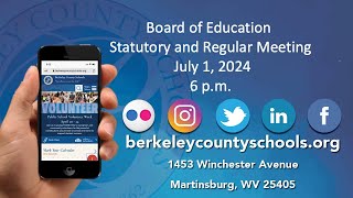 Berkeley County Board of Education Meeting  July 1 2024 [upl. by Barnard116]