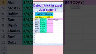 Datedif trick in excel excelexceltips ytreels 2024 [upl. by Led]