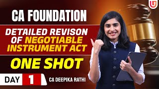 Negotiable Instrument Act Revision  CA Foundation 2024  CA Deepika Rathi [upl. by Kcir178]