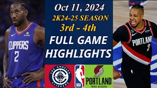 Portland Trail Blazers vs LA Clippers  GAME Highlight  Oct 11 2024 NBA TODAY  NBA HIGHLIGHTS [upl. by Tonie]