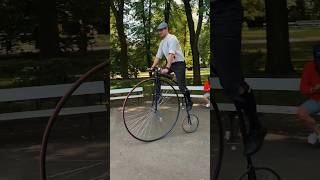 How to Get On and Off a Penny Farthing Bicycle shorts bikelife [upl. by Gianni]