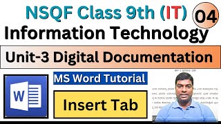 Unit 3 Digital DocumentionNSQF Class 9th Information Technology NotesNSQF Level 1MS Word Tutorial [upl. by Steele858]