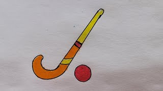 Hockey 🏑 drawing ।। How to draw hockey with ball easily।। National game hockey drawing [upl. by Anika]