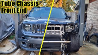 HEMI Swap Jeep Renegade pt 25 Bash Bar Radiator Headlights and Grille [upl. by Rosenkrantz962]