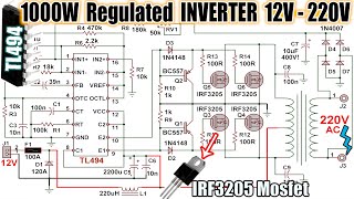 TL494 1000W Regulated INVERTER 12V to 220V DC to AC [upl. by Korey940]