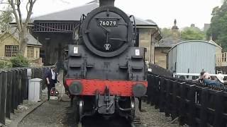 Steam Locomotive 76079 in action at North York Moors Railway Pickering Station Yorkshire England UK [upl. by Ayekel]