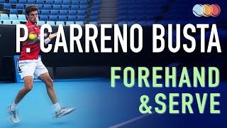 Pablo Carreno Busta  Court Level Practice Forehand amp Serve 2021 Slow Motion 240fps [upl. by Niriam]