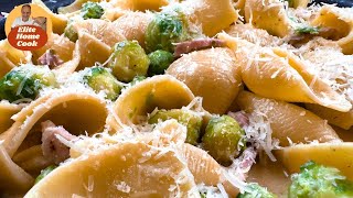 Creamy Bacon amp Brussels Sprouts Pasta So Easy To Make Yet So Tasty [upl. by Walt405]