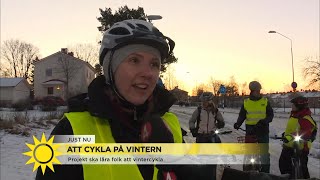 Cykla på vintern ”Rädsla för livet på väg till jobbet”  Nyhetsmorgon TV4 [upl. by Ztnarf]