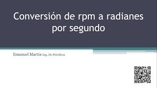 CONVERTIR RPM a RADS  rpm a radianes por segundo  rads a rpm y revmin fórmula ejercicios [upl. by Akenehs690]