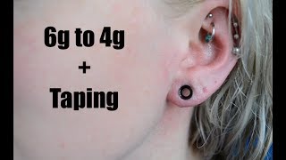 Ear Stretching Update 6g to 4g Success and Taping [upl. by Mehetabel]