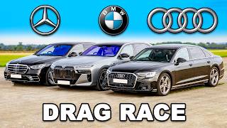 BMW 7 Series v SClass v A8 DRAG RACE [upl. by Humberto]