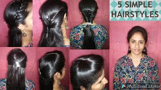 5 Simple Hairstyles For Beginners  Hairstyle tutorial for girls  Puff and Twist Style Hairstyles [upl. by Honeyman]