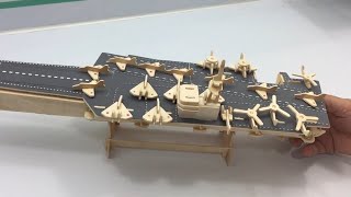 3D Wooden Puzzle Craft Aircraft Carrier [upl. by Enomas997]